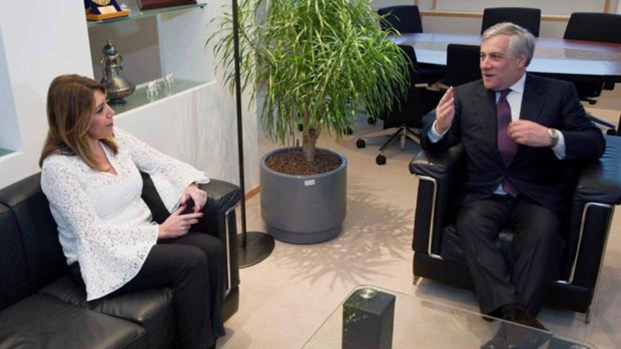 Susana Díaz durante la reunión mantenida con el presidente del Parlamento Europeo