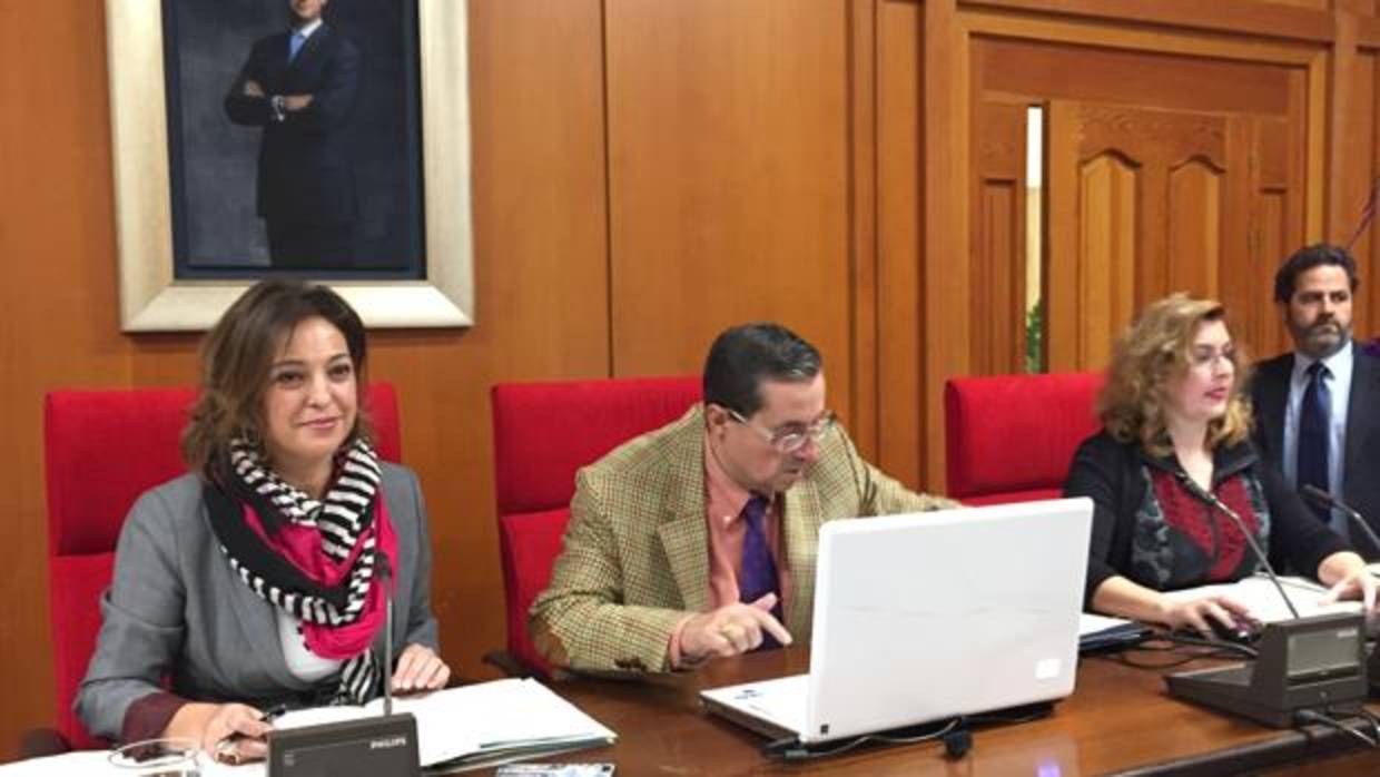 La alcaldesa, hoy, durante la celebración del Pleno