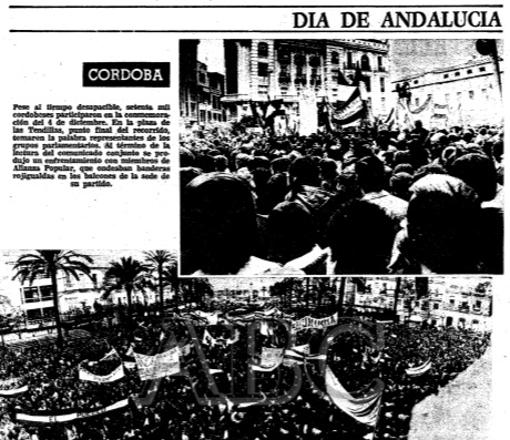 Recorte de la noticia de la manifestación que dio ABC en 6 de diciembre de 1977