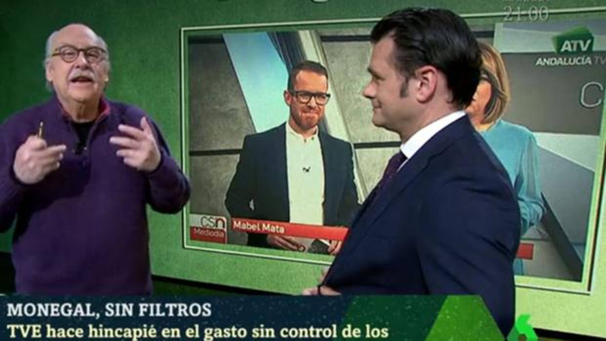 El periodista Ferran Monegal, junto al presentador de la Sexta Noche