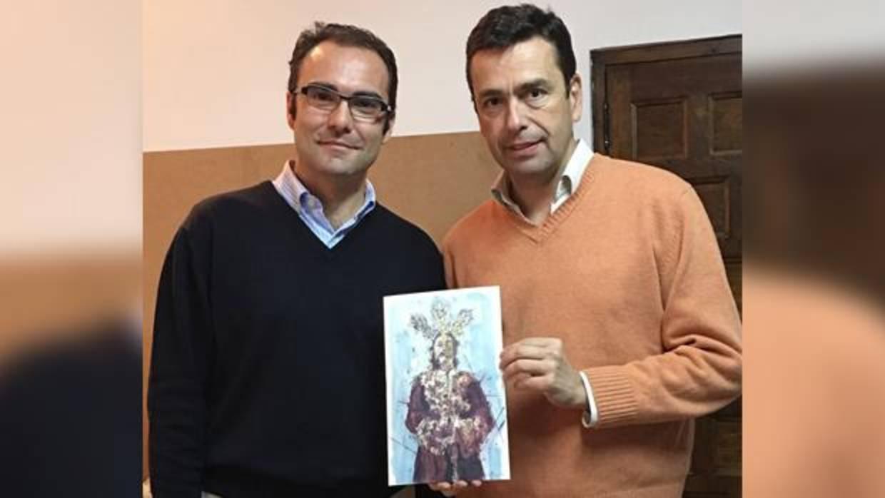 Fernando Aguayo, a la derecha, junto a su obra