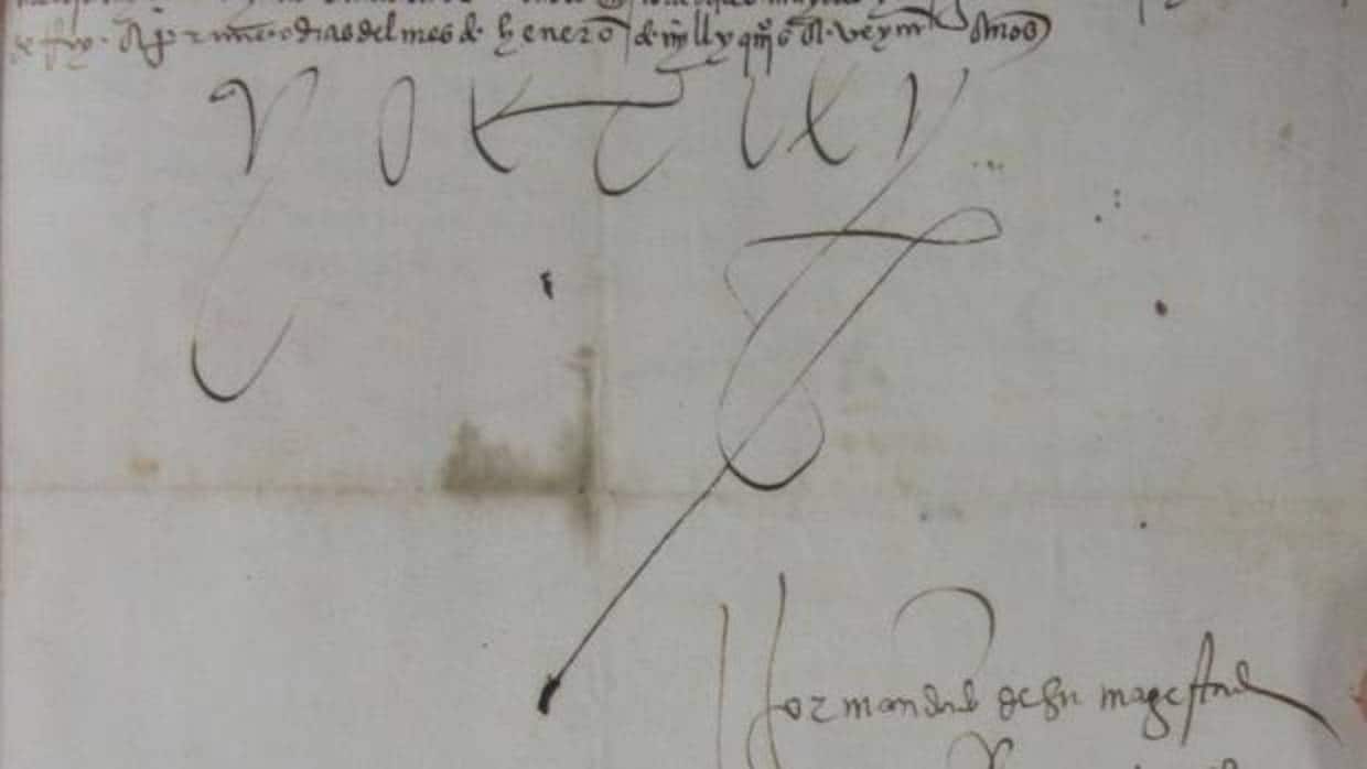 Firma del emperador Carlos V en una carta a la familia del Gran Capitán en 1520