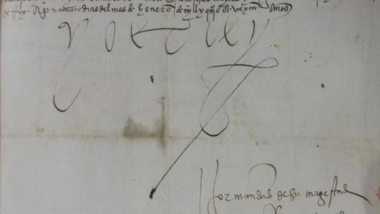 Firma del emperador Carlos V en una carta a la familia del Gran Capitán en 1520