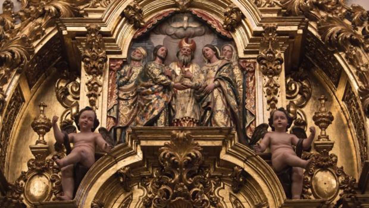 Detalle del Retablo de la Familia que representa los desposorios de la Virgen y San José