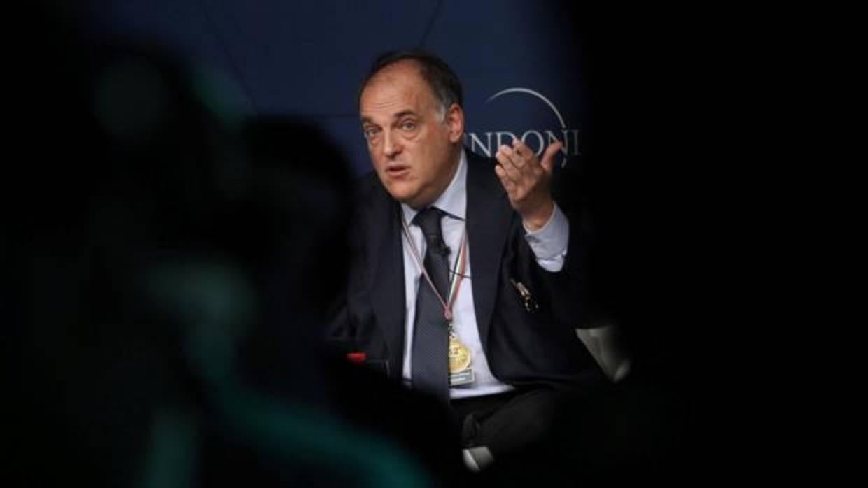 El presidente de LaLiga, Javier Tebas, en un acto