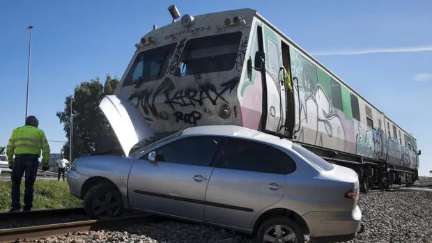Accidente en la línea férrea Zafra-Huelva el pasado mes de febrero