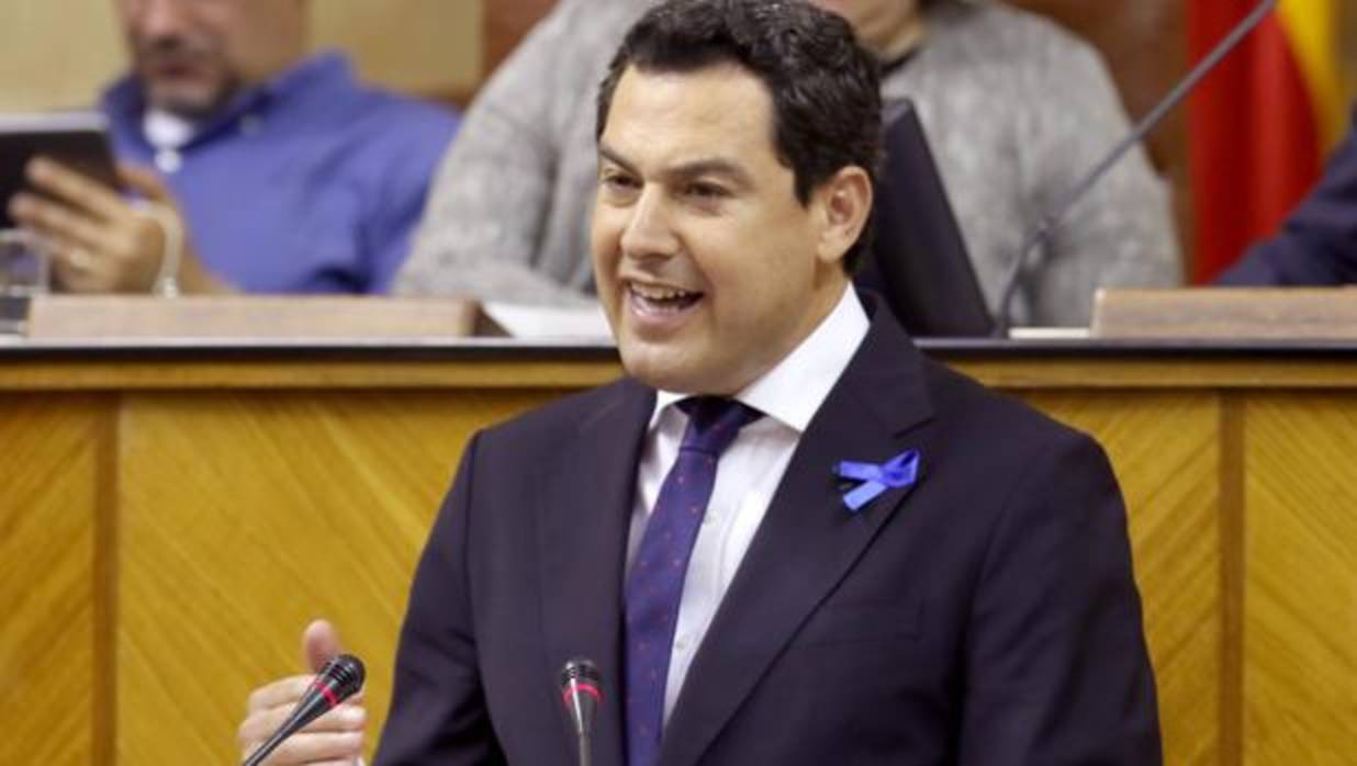 Juanma Moreno, en el debate del miércoles en el Parlamento andaluz