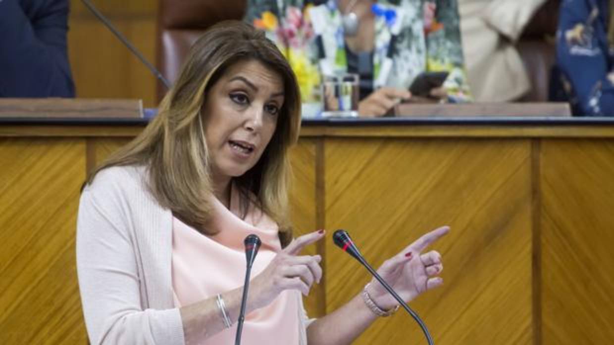 La presidenta de la Junta de Andalucía durante el debate sobre la Comunidad