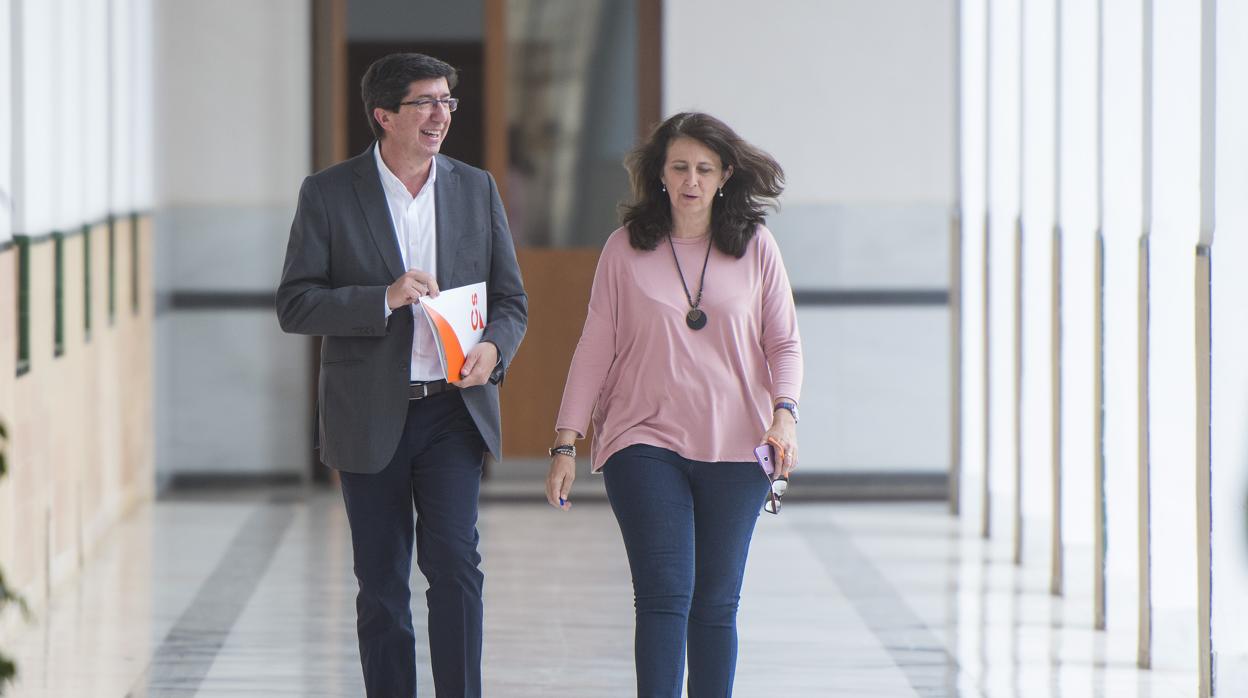 El líder de Ciudadanos en Andalucía, Juan Marín, durante el último Pleno del Parlamento