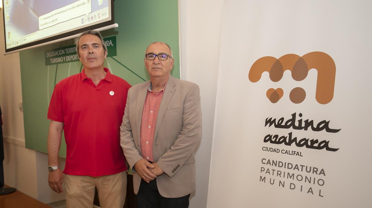 Alberto Montejo y Antonio Vallejo, antes de sus conferencias organizadas por la Real Academia