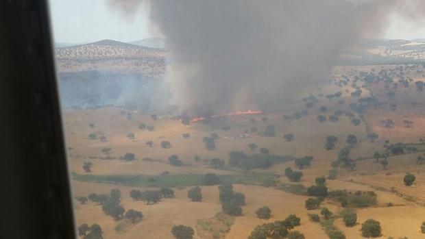 El Infoca de Córdoba moviliza sus efectivos por un incendio de dehesa en Belalcázar