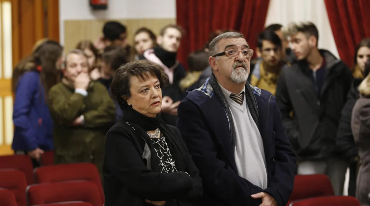 Rafaela Valenzuela en el sepelio a Pablo García Baena en el Ayuntamiento de Córdoba el pasado enero
