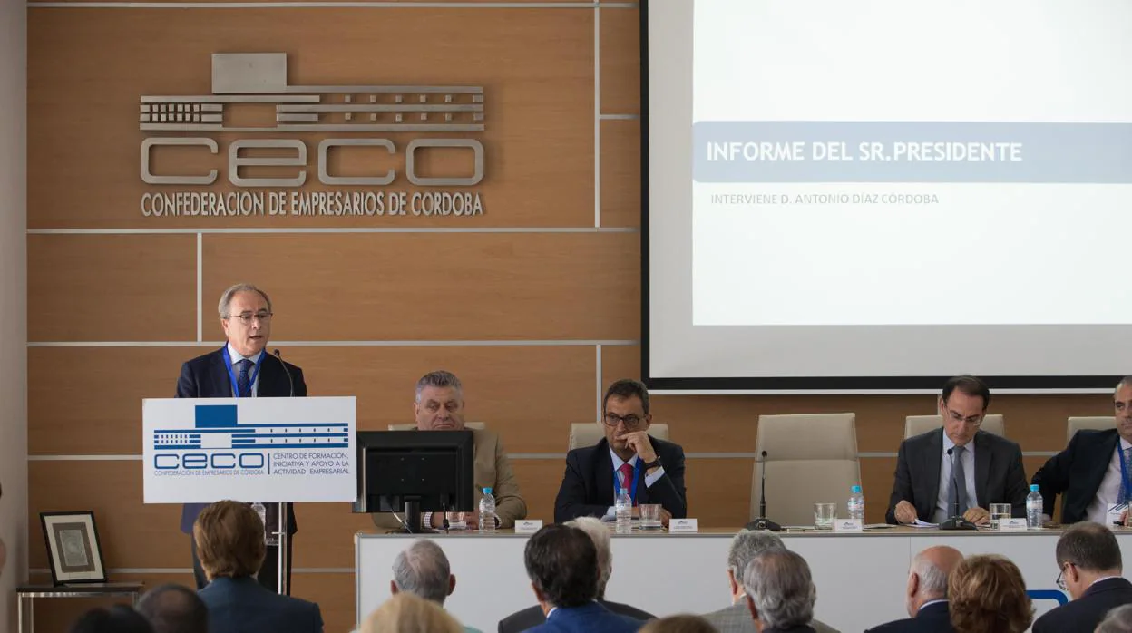 Antonio Díaz durante su intervención en la asamblea de CECO