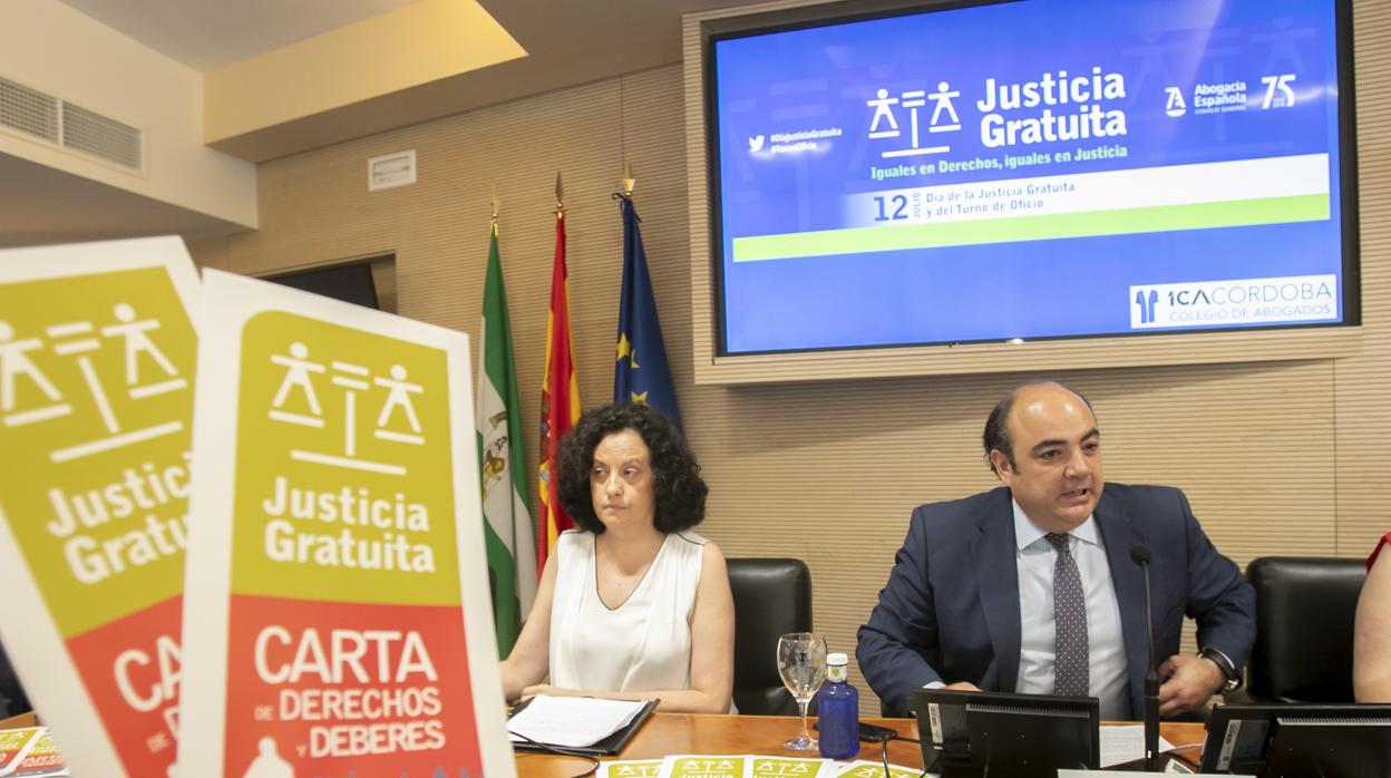 Los responsables del Colegio de Abogados de Córdoba, durante la presentación de los datos