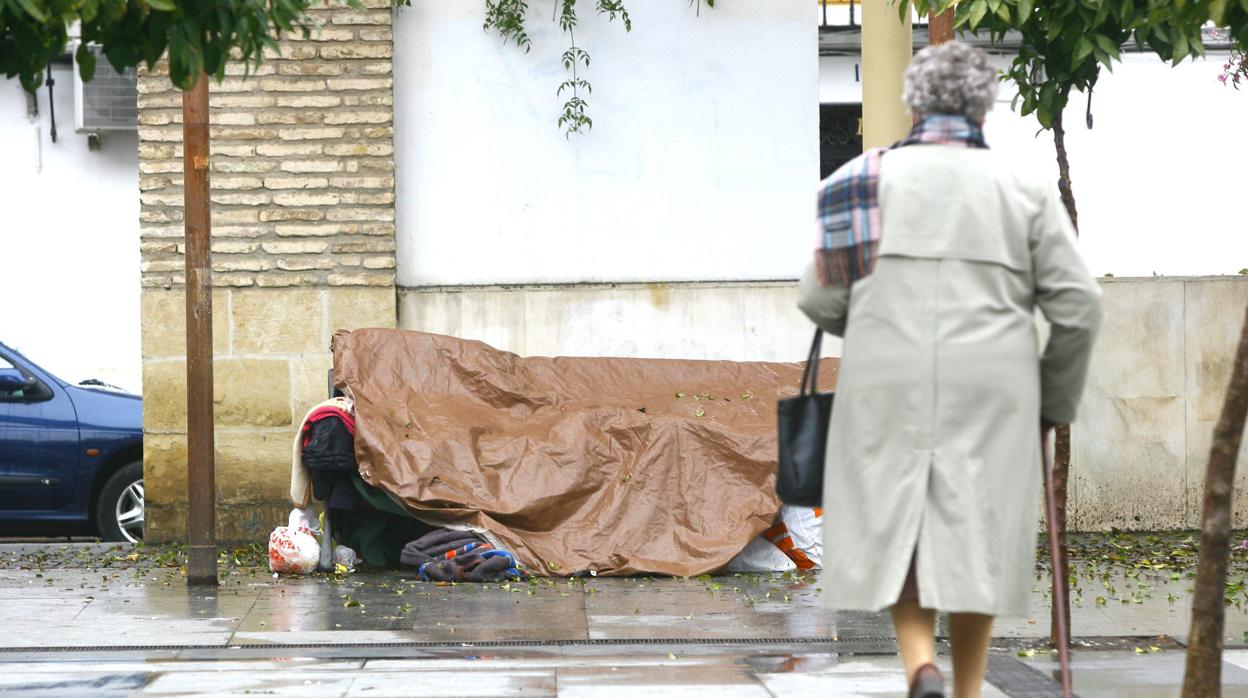 Refugio de un sin techo en pleno centro de Córdoba