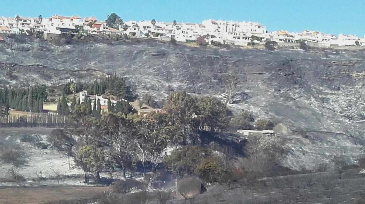 Vista del incendio de Manilva que obligó a desalojar a 400 personas