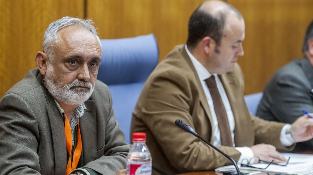 Fernando Villen Rueda (izquierda), exdirector general de la Faffe, en el Parlamento en 2016