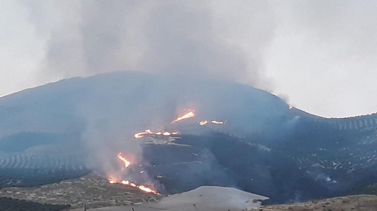Imágenes del incendio que afecta al paraje entre el Cerro del Fontanar y el Cerro Nando