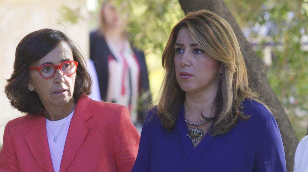 Susana Díaz junto a la consejera de Justicia e Interior, Rosa Aguilar