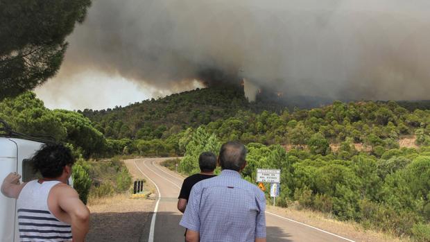 Movilizadas dos aeronaves ante una «pequeña reactivación» del incendio de Nerva