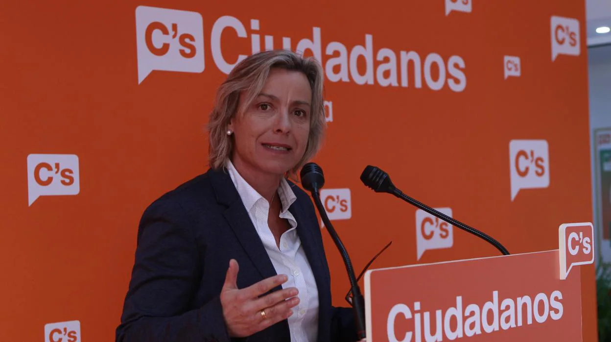 Isabel Albás, en una comparecencia pública como cabeza visible del partido naranja andaluz