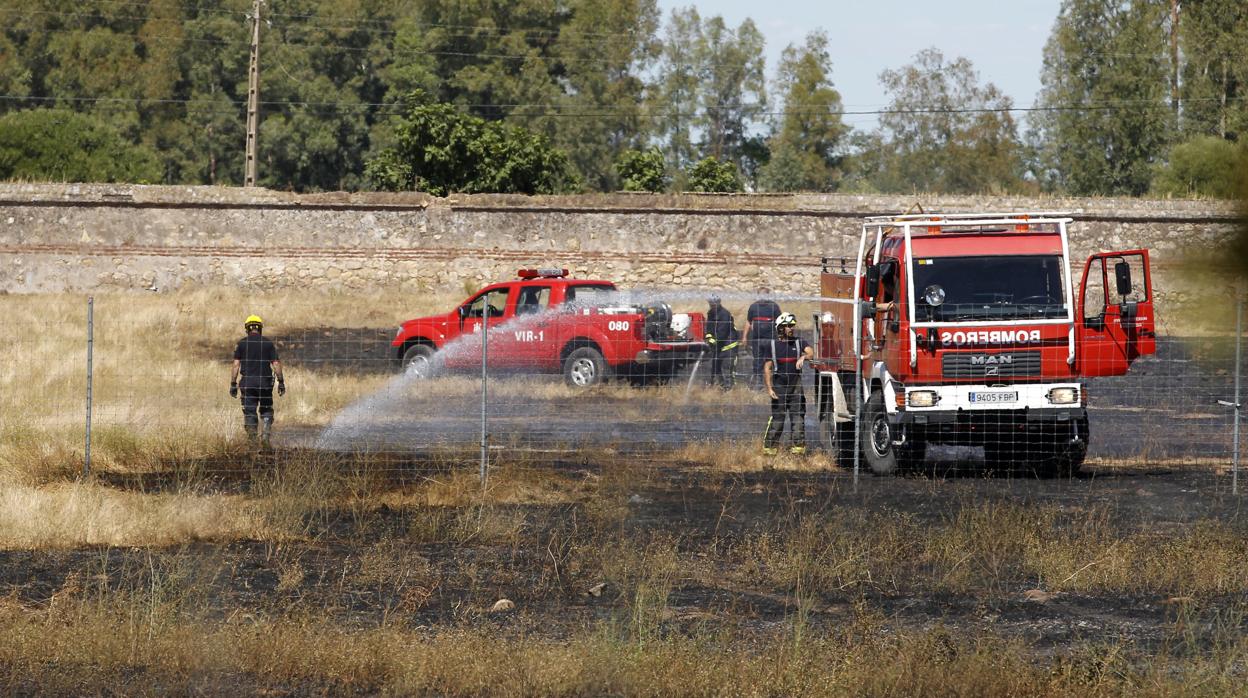 Un equipo de bomberos actuando en un incendio