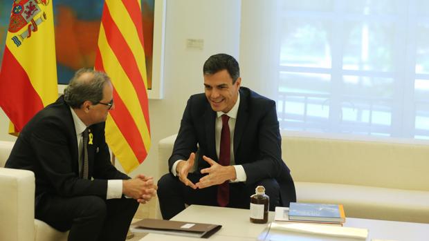 Quim Torra y Pedro Sánchez, durante un encuentro en La Moncloa