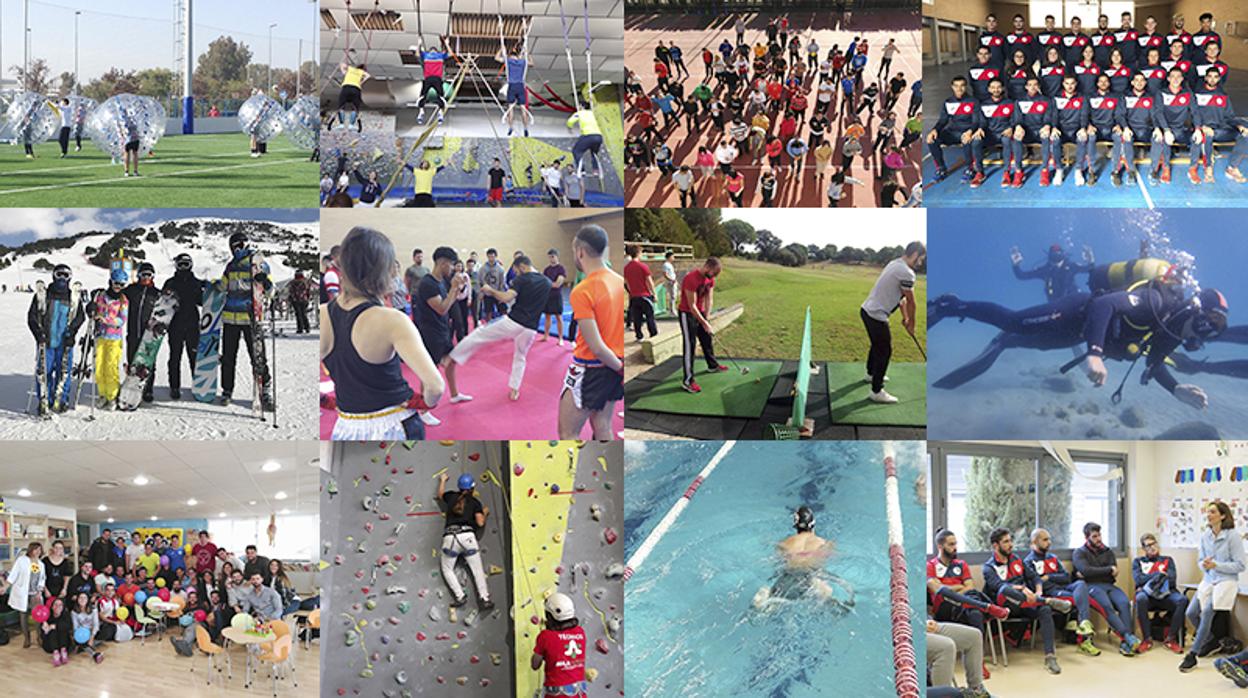 Collage con imágenes de distintas actividades realizadas en los Ciclos Formativos Deportivos de Colegio Trinidad