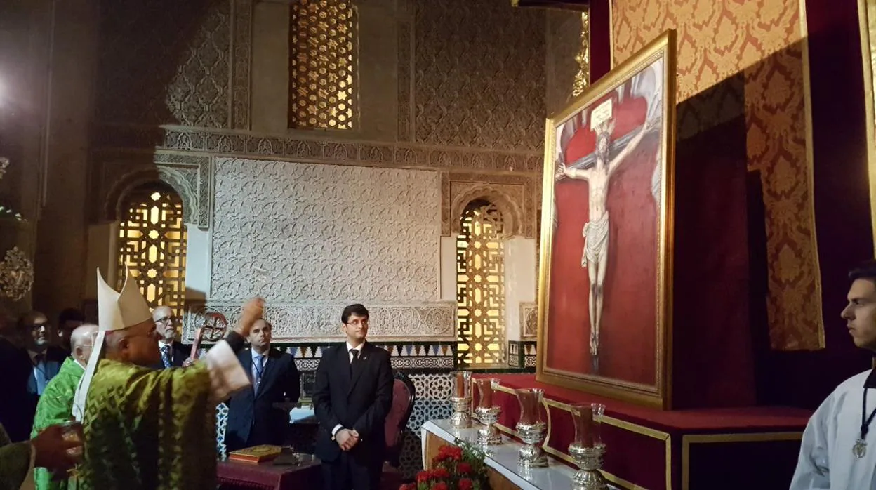 El obispo de Córdoba bendice el cuadro del Cristo de la Expiración