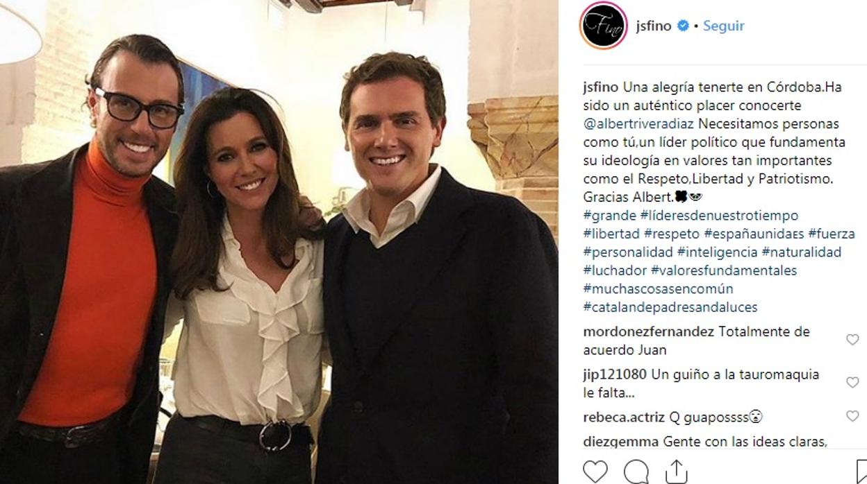 Captura del perfil de Instagram de Finito de Córdoba, durante la cena con Rivera