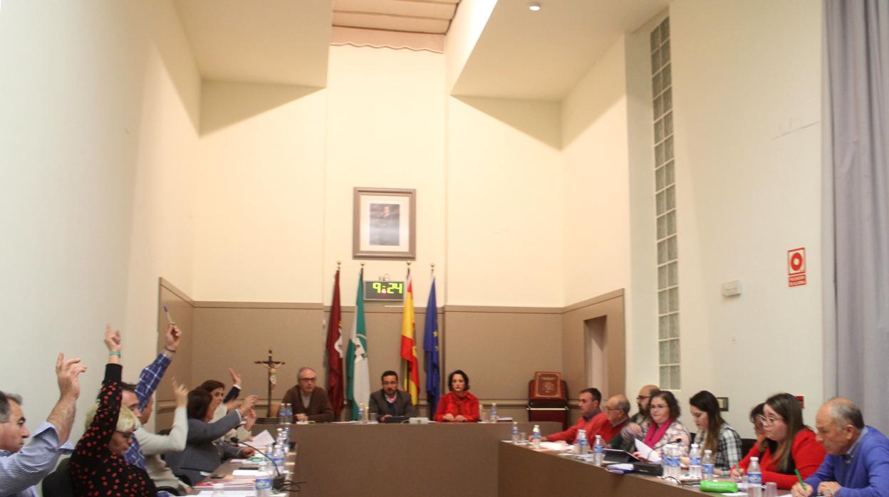 Un momento del Pleno de Baena en plena votación