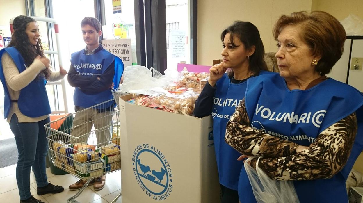 Hermanos de la hermandad del Caído participan en la Gran Recogida de Alimentos del 2016