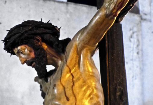 Santísimo Cristo de la Epiración de la Rambla durante su procesión el Viernes Santo