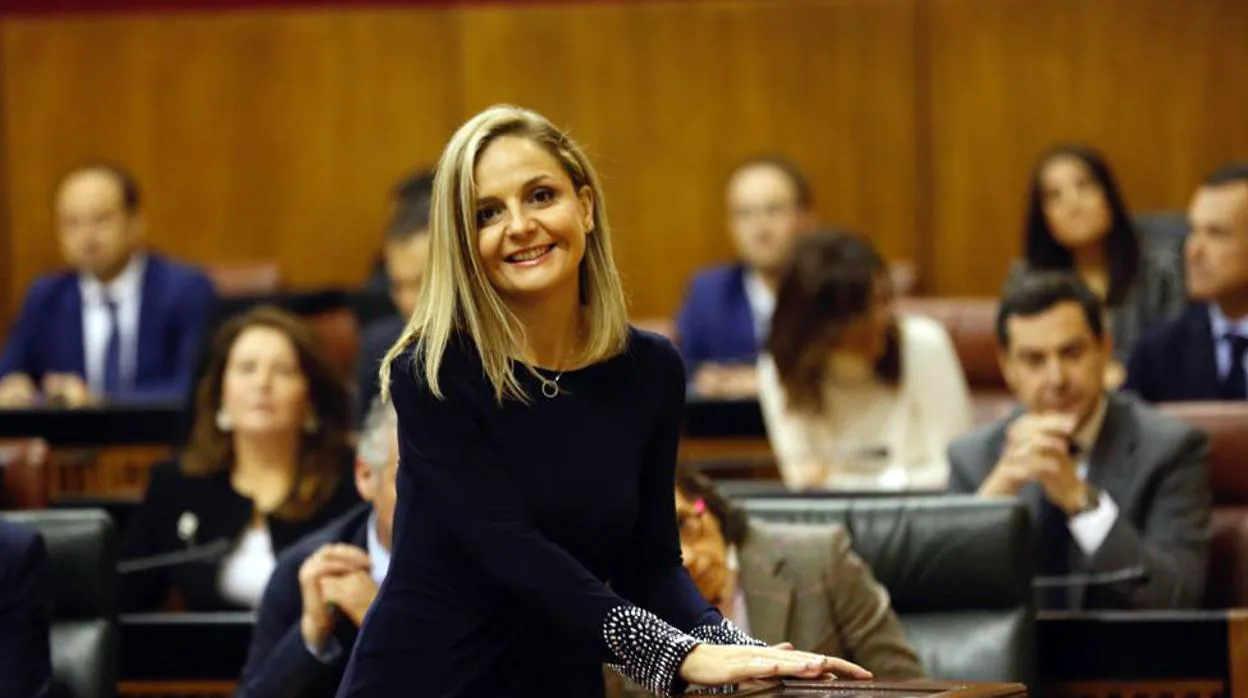 La delegada del Gobierno andaluz en Almería, Maribel Sánchez durante la votación en el Parlamento andaluz