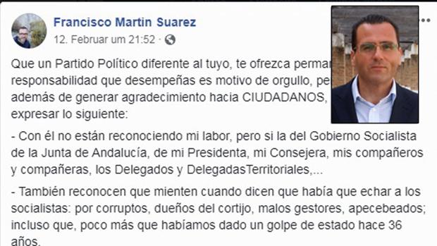 Un alto cargo del PSOE carga contra Ciudadanos y les llama mentirosos e incapaces tras ofrecerle un puesto