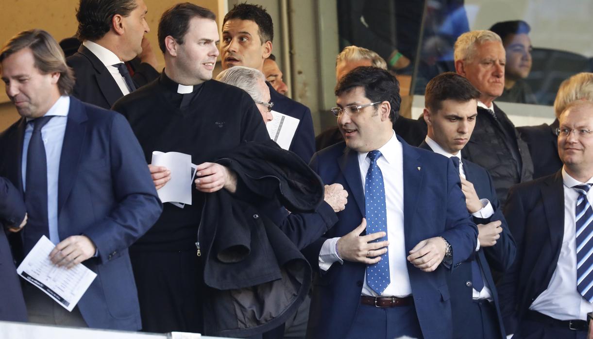 Jesús León en el palco antes del encuentro ante el Málaga