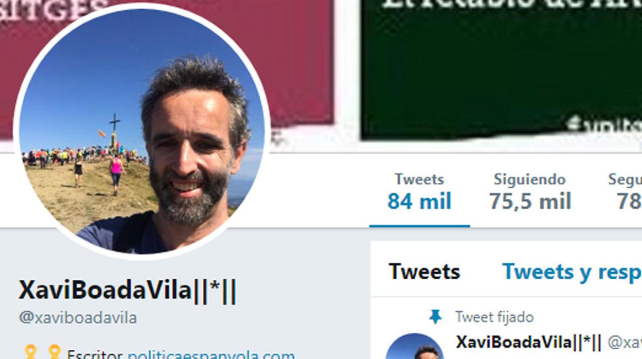 El tuitero Xavi Boada en su perfil de Twitter