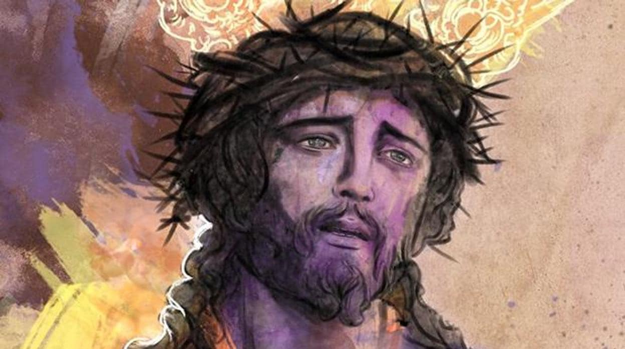 Imagen del Despojado del cartel del Vía Crucis obra del artista sevillano Manuel Domínguez Romero.