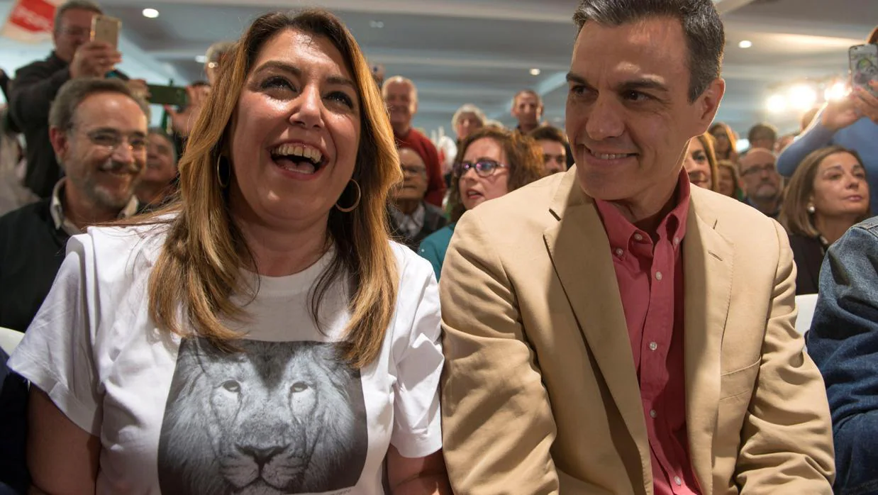 La secretaria general del PSOE andaluz, junto a Pedro Sánchez este pasado fin de semana