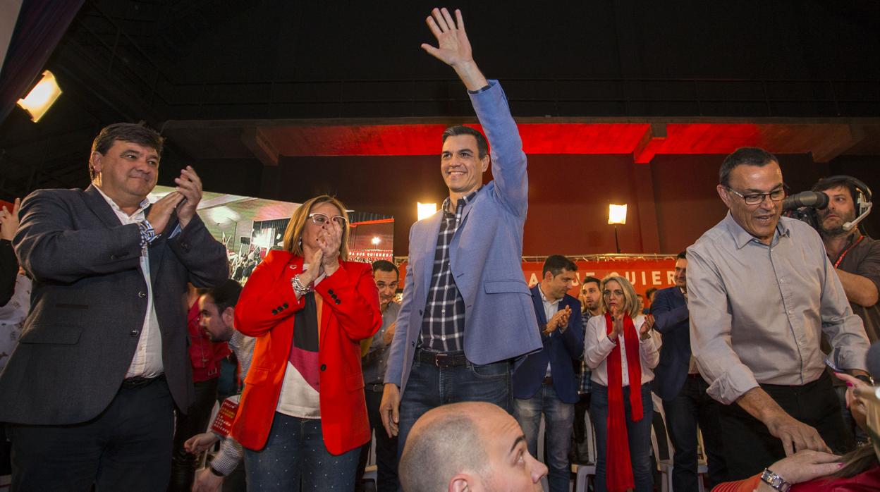 Un momento del acto del PSOE en Huelva, con la participación de Pedro Sánchez