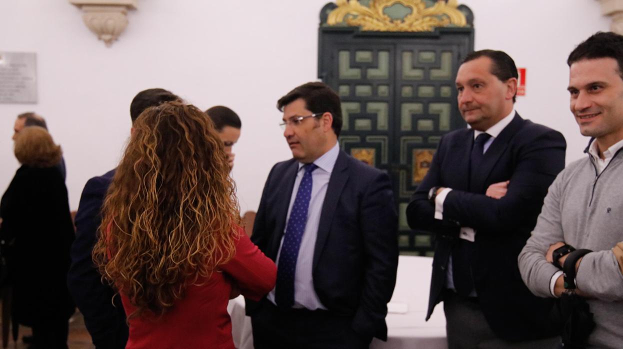 El presidente del Córdoba CF, Jesús León, y el director general del club, García Amado, el martes