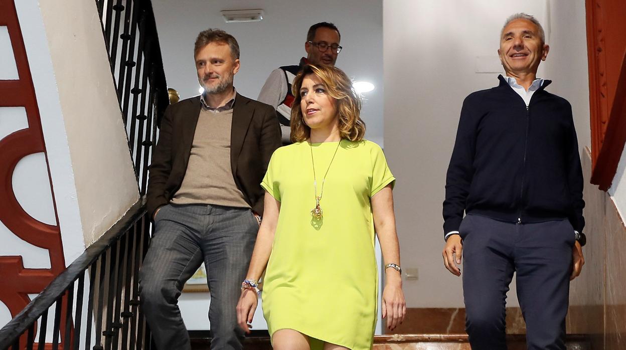 José Fiscal, Susana Díaz y Miguel Ángel Vázquez en la sede regional del PSOE andaluz