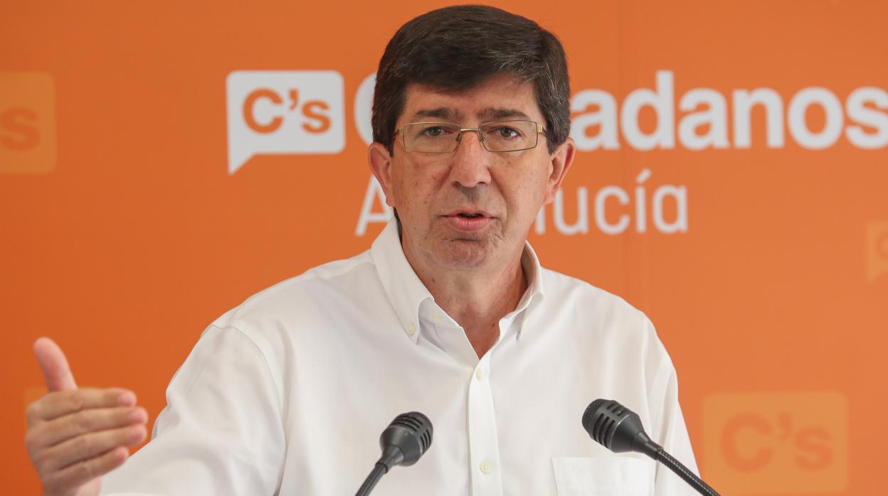 Juan Marín, líder de Ciudadanos, en la sede del partido