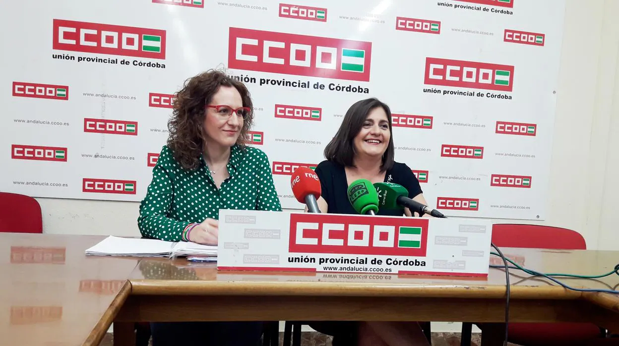 Responasbles sindicales de CCOO, hoy en una rueda de prensa en Córdoba