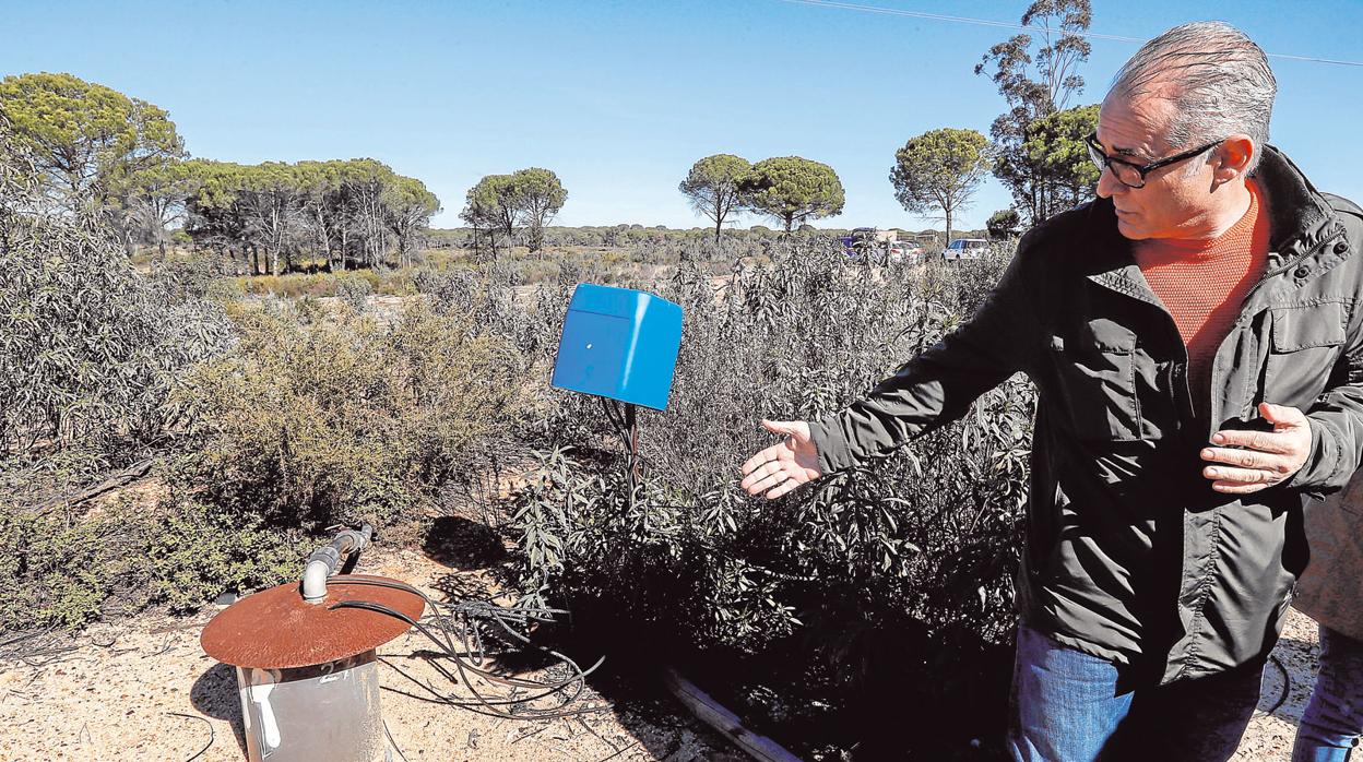 El presidente de la CHG muestra un pozo ilegal cerca de Doñana