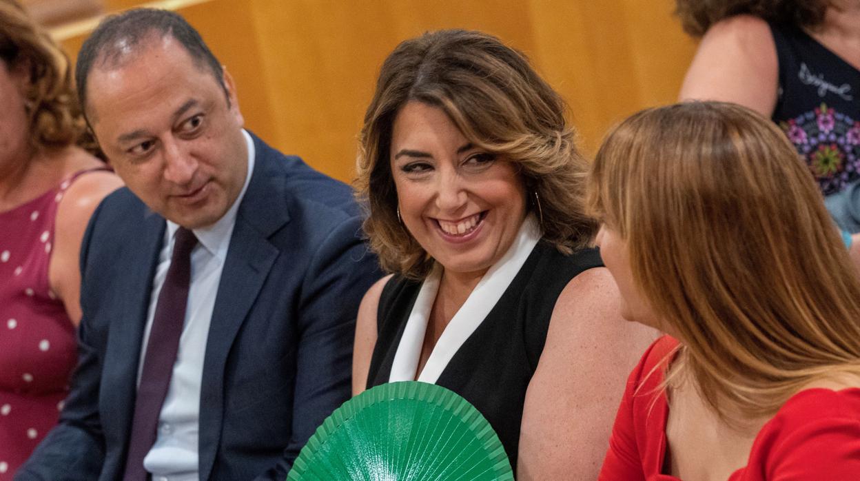 Susana Díaz durante la celebración este lunes del Pleno de constitución de la Diputación de Sevilla