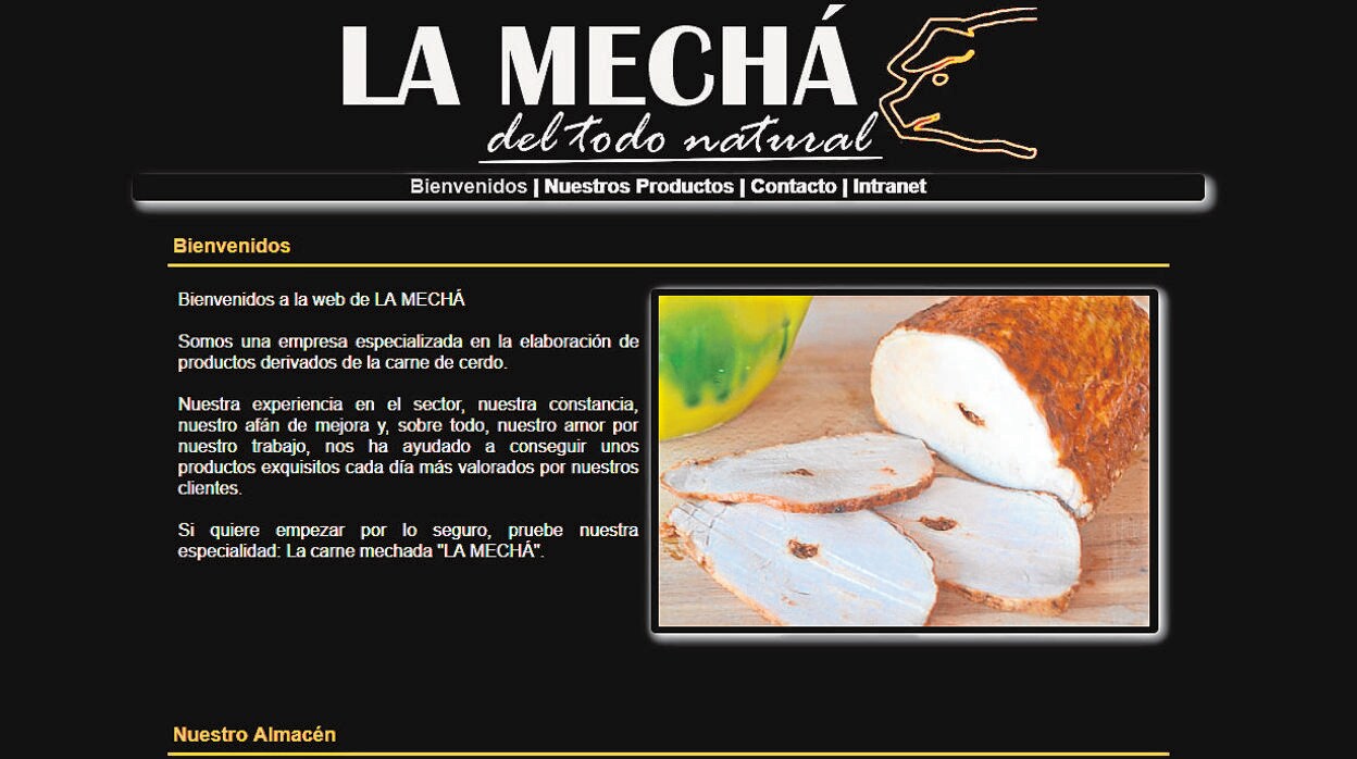 Página web de la empresa donde muestra la carne mechada retirada del mercado