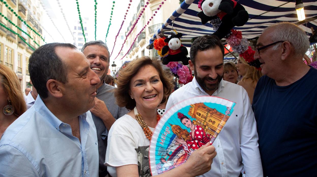 La vicepresidenta del Gobierno Carmen Calvo, en la Feria de Málaga