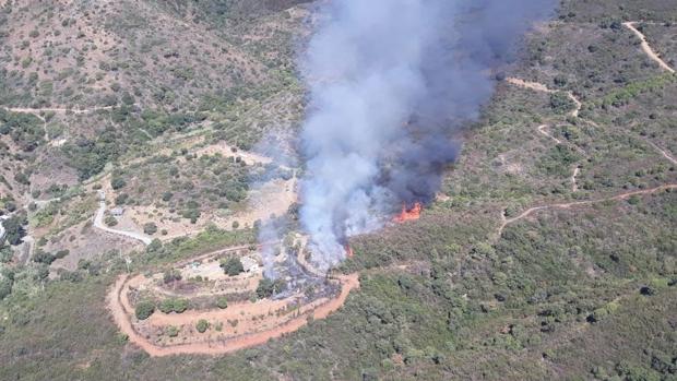 El tendido eléctrico dificulta las tareas de extinción en el fuego de Estepona