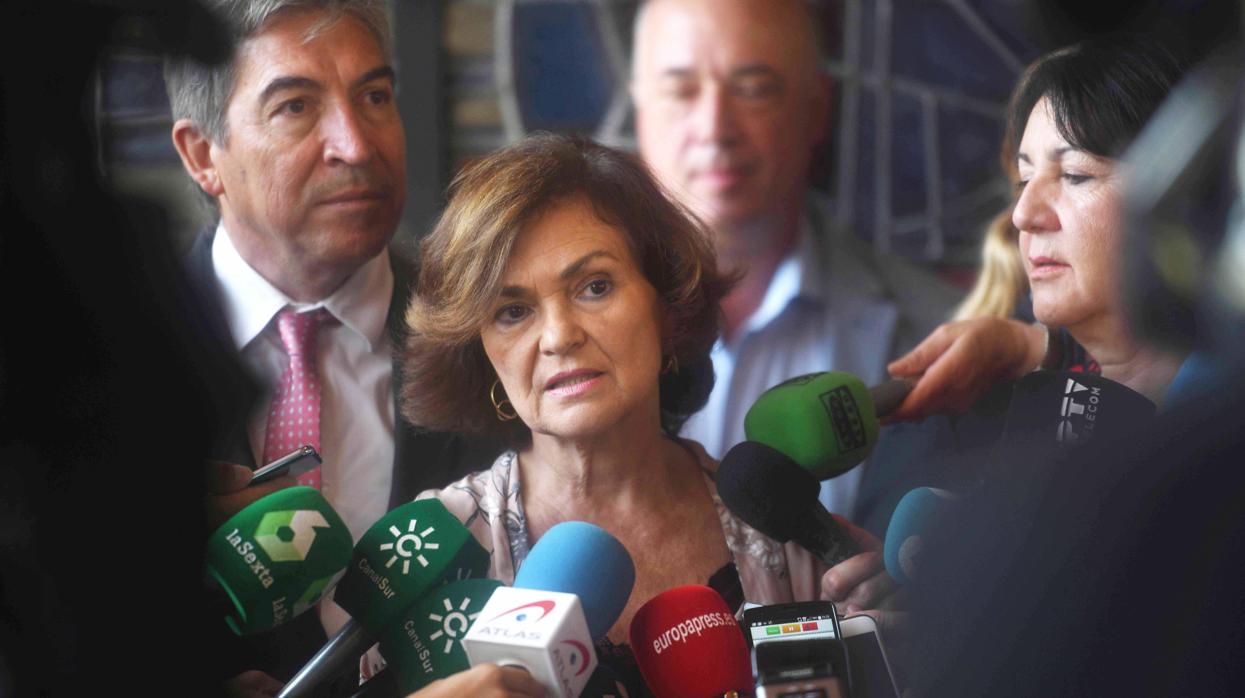 Carmen Calvo, en rueda de prensa